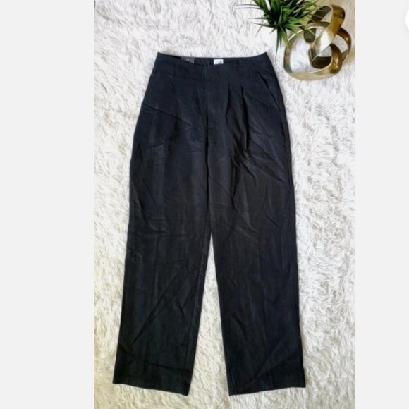 GAP Softsuit Tencel High Rise Pleated Wide Leg Black Pant 8 PETITE #404698 RT$90 - Picture 8 of 11